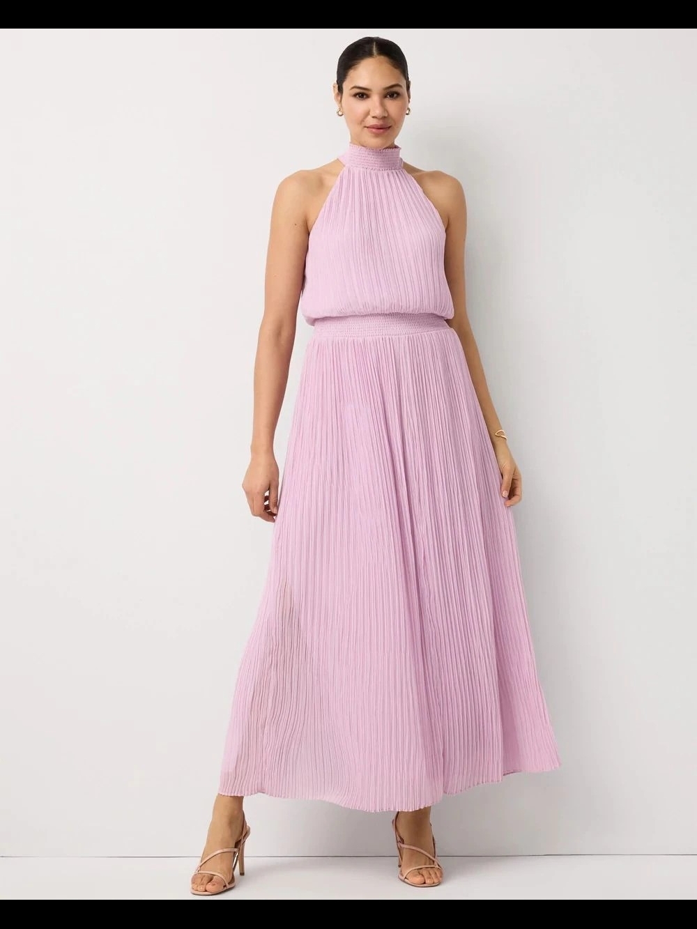 Pleated Halter Maxi Dress in Lilac